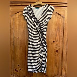 Ruffled & Ruched Striped Dress